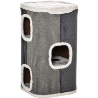 PawHut Sisal Cat Barrel with Soft Plush & Lamb Fleece Grey Aosom UK