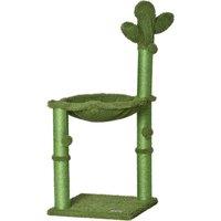 PawHut Cat Tower Kitten Activity Center Cactus Shape with Scratching Post Hammock Bed Dangling Ball 