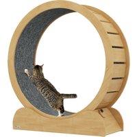 PawHut 39.4" Wooden Cat Running Wheel with Brake, Natural Aosom UK