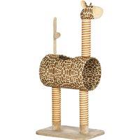 PawHut Giraffe Cat Tree, Indoor Play Tower with Scratching Posts, Tunnel, Ball Toy, 48.5 x 34.5 x 101 cm Aosom UK
