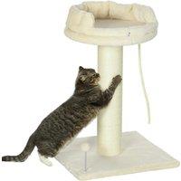 PawHut Cat Tree, with Sisal Wrapped Scratching Post - Cream