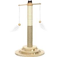 PawHut Cat Tree 56cm, Activity Centre with Turntable Ball Toy, Tower with Jute & Sisal Scratching Posts, Natural Aosom UK
