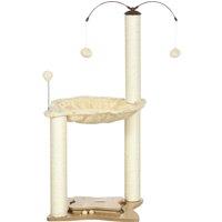 PawHut Cat Tree Indoor Kitten Play Tower, Sisal Scratching Posts with Hammock & Ball Toy, 53.5x5