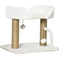 PawHut Kitten Climber: Indoor Cat Tree with Sisal Scratcher, Cosy Bed & Toy Balls, White Tower Aosom UK