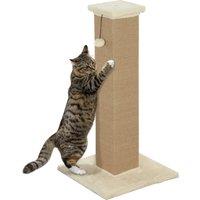 PawHut 81cm Cat Scratcher, Vertical Full Scratcher w/ Natural Jute Rope, Hanging Ball, Soft Plush - Beige