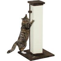 PawHut 81cm Cat Scratcher, Vertical Full Scratcher w/ Natural Sisal Rope, Hanging Ball, Soft Plush - Brown