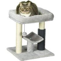 PawHut Kitty Climber: 48cm Cat Tree with Self-Groomer, Scratching Post & Dangling Ball, Grey Aosom UK