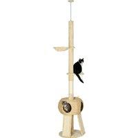PawHut Feline Playground: Towering 255cm Cat Tree with Scratching Post, Cosy Hideaway & Perches, Beige