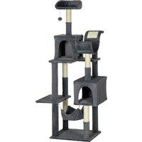 PawHut 177cm Cat Tree for Indoor Cats, Multi-level Kitten Climbing Tower with Scratching Posts, Cond