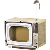PawHut TV-Shaped Scratching Board with Scratcher, Catnip, Toy Rat, Cat Scratcher for Indoor Cats, 43 x 23 x 32.5cm Aosom UK