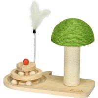 PawHut Mushroom Cat Scratcher: Feathery Playtime & Scratch Centre, Natural Beige Aosom UK