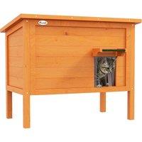 PawHut Feral Cat House, Wooden Insulated with Removable Floor, Water-Resistant Openable Roof - Orange Aosom UK