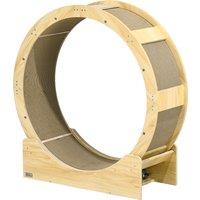 PawHut Cat Wheel with Brake, Scratching Pads, Oak Aosom UK