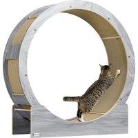 PawHut Cat Wheel with Brake, Scratching Pads - Grey