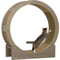 PawHut Cat Wheel with Brake, Scratching Pads - Walnut Brown