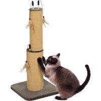 PawHut 78cm Tall 2 in 1 Cat Scratching Post with 3 Toy Feathers, Brown Aosom UK