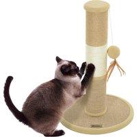 PawHut Cat Scratching Post for Indoor Cats, 47cm Tall Cat Scratcher with Jute Sisal Rope, Hanging Toy Ball, Feather, Brown Aosom UK