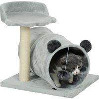 PawHut 47cm Small Cat Tree w/ Scratching Post, Bed, Cat Tunnel, Toy Ball, Grey Aosom UK