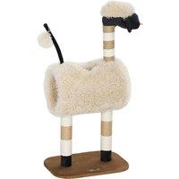 PawHut Cat Tree Sheep Design, 98 cm Multi-Level Cat Tower with Scratching Posts, Tunnel & Play Ball, Light Brown