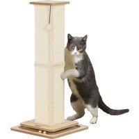 PawHut Scratching Post, 3 in 1 Cat Post with Sisal Post, Track Ball Toy, Self Grooming Brush, Hanging Toy Ball, Feather, Oak Aosom UK