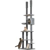 PawHut Floor To Ceiling Cat Tree with Anti-tipping Kit for Safety, 225-255cm Height Large Cat Tower w/ Cat Scratching Posts, Ramp, Condo Aosom UK