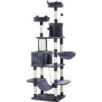 PawHut 206cm Cat Tree, Multi-Level Cat Tower with Scratching Posts and Board, Beds, Condos, Platforms, Toy Balls, Dark Grey