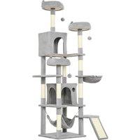 PawHut Cat Tree, 192 cm Large Multi-Level Cat Tower for Indoor Kittens with 8 Scratching Posts, 3 Plush Beds, 2 Hammocks