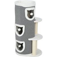 PawHut 101 cm Cat Tree with Sisal Scratching Posts, 3 Barrel Condos, 3 Platforms, for Indoor Cats to Rest and Play