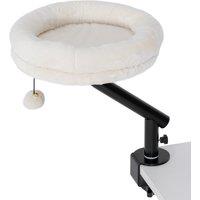 PawHut Cat Desk Bed, Cat Hammock 360 Rotatable Adjustable for Window, Table, Work, Cream White
