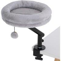 PawHut Cat Desk Bed, Cat Hammock 360 Rotatable Adjustable for Window, Table, Work, Grey