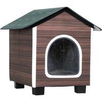 PawHut Insulated Outdoor Cat House, Waterproof Feral Cat Shelter with Elevated Base and Cushion, Red-brown