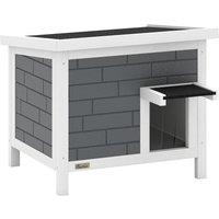 PawHut Outdoor Cat House Insulated with Openable Roof, Weatherproof Feral Cat Shelter for Rabbits, Cats, Grey