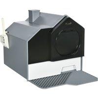 PawHut Hooded Cat Litter Box w/ Scoop, Enclosed Cat Toilet w/ Pull-out Drawer, Odour Control, Easy Clean, Modern House Design, Slate Grey Aosom UK