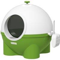 PawHut Large Cat Litter Box: Hooded Tray with Lid, Scoop & Top Handle for Easy Entry, Green Aosom UK