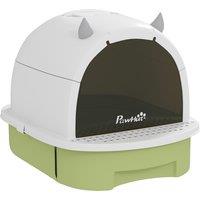 PawHut Enclosed Cat Litter Box w/ Pull-Out Drawer, Scoop, Deodorising Bags for Odour Control, Privacy, Portable, Easy to Clean