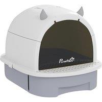 PawHut Enclosed Cat Litter Box w/ Pull-Out Drawer, Scoop, Deodorising Bags for Odour Control, Privacy, Portable, Easy to Clean