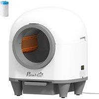 PawHut 80L Extra Large Self Cleaning Cat Litter Tray with APP Control, Safety Protection, Odor Removal, Rubbish Bag for Multiple Kittens