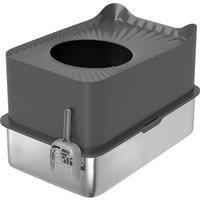 PawHut Stainless Steel Cat Litter Tray, Extra Large Enclosed Litter Box with Scoop, Top Entrance, Non-slip Pads, Dark Grey