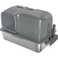 PawHut 65L Extra Large Stainless Steel Litter Tray with Plasma Deodoriser System, High Sided, Easy to Clean & Odour-Resistant