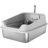 PawHut XXL Stainless Steel Cat Litter Box with High Sides, Scoop, 70 x 50 x 30 cm