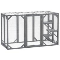 PawHut 71" Outdoor Wooden Cat House with 3 Platforms, Large Door and Weatherproof Roof, for Multiple Cats, Grey