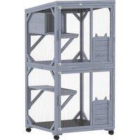 PawHut Movable Outdoor Catio with Resting Box, 3 Jumping Platforms, Waterproof Asphalt Roof for Outdoor Indoor