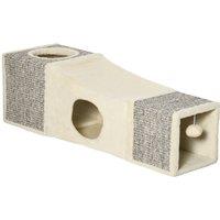 PawHut Cat Tunnel, Plush Large Play Tunnel with Two Caves and Hanging Ball, Cream White