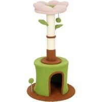PawHut Cat Tree for Indoor Kittens, 88cm Flower Cat Tower with Condo & Bed, Scratching Post, 2 Toy Balls and 2 Crinkle Leaves