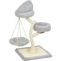 PawHut 115 cm Modern Cat Tree Tower for Large Cats with Sisal Scratching Post, Holds 1 Cat up to 6kg, Machine-Washable Beds