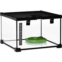 PawHut 30 x 30 x 20 cm Reptile Glass Terrarium, Pet Breeding Tank with Patch Thermometer, Climbing Pet Habitat for Reptiles Aosom UK