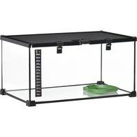 PawHut 50 x 30 x 25 cm Reptile Glass Terrarium, Reptile Breeding Tank, Climbing pet Glass Containers, with Strip Patch Thermometer Aosom UK