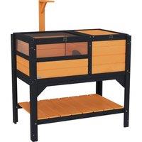 PawHut Wooden Tortoise House, with Shelter, Run, Shelf, Lamp Holder, Tray, Yellow