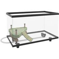 PawHut 28L Glass Turtle Tank Aquarium with Basking Platform, Easy-Drain, Strip Patch Thermometer Aosom UK