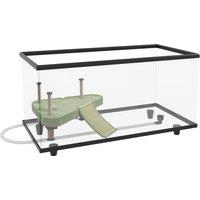 PawHut 50L Glass Turtle Tank Aquarium with Basking Platform, Easy-Drain, Strip Patch Thermometer Aosom UK